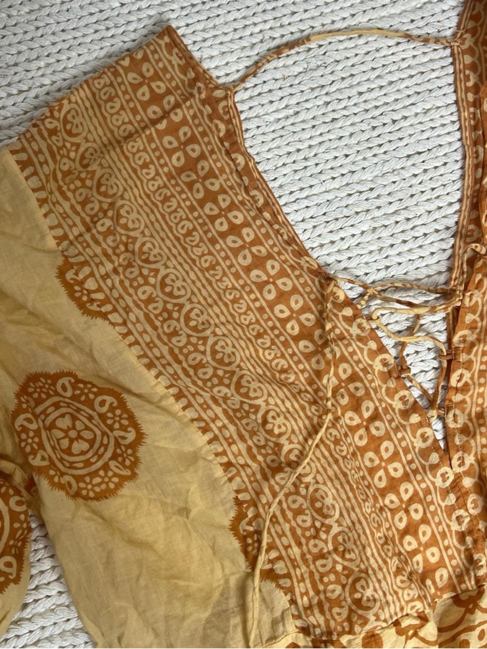 Free People Yellow and Tan Printed Swim Coverup